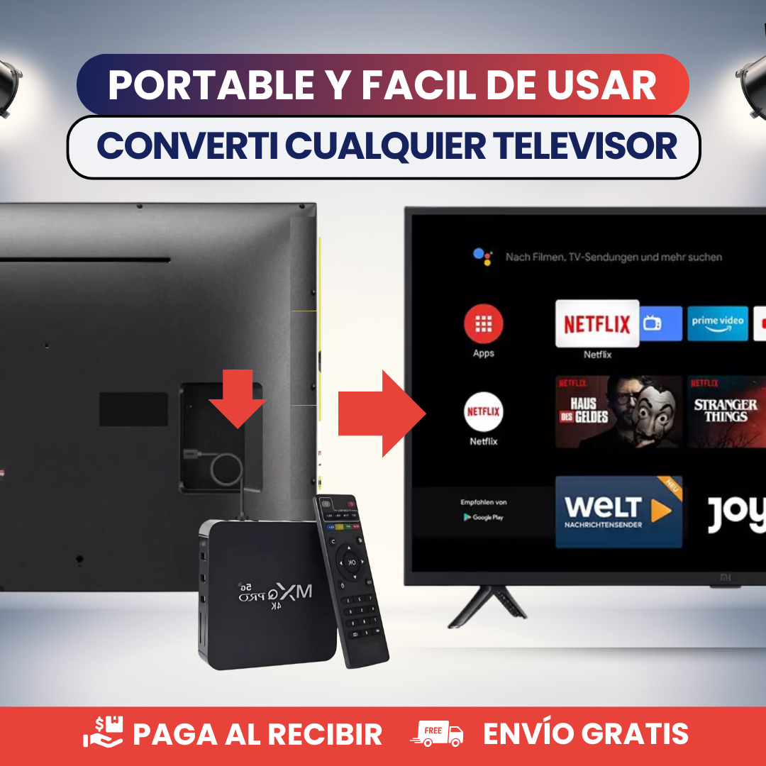 +1300 Canales, Netflix, HBO y más en tu TV actual – Convertíla en Smart con 30% OFF